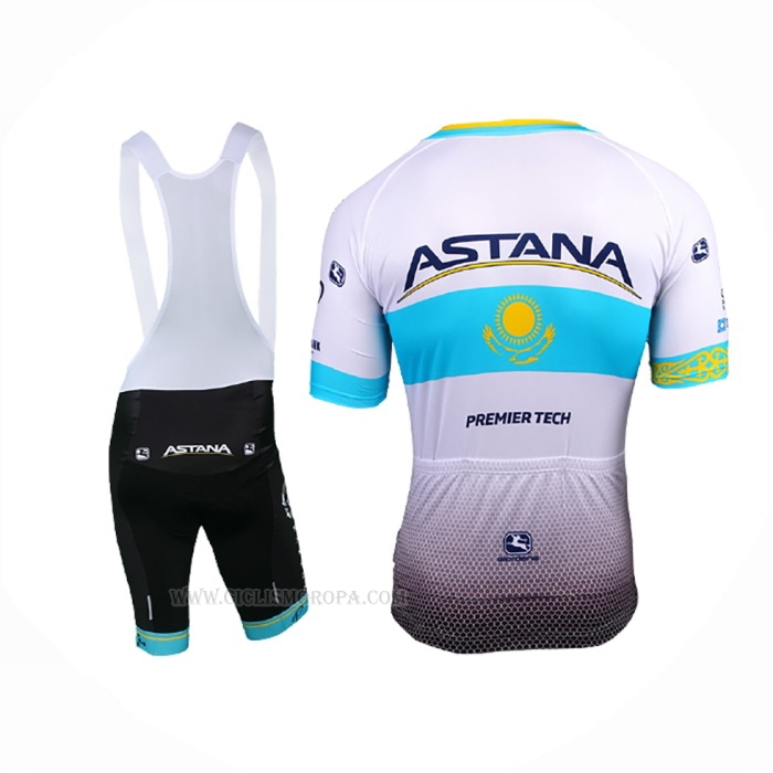 2018 Ropa Ciclismo Astana Blanco Azul Mangas Corta y Culotte Corto